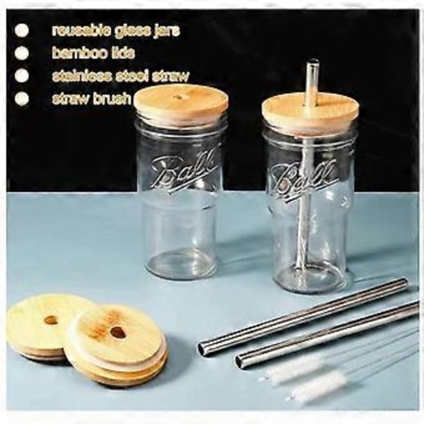 700 ml/24 oz Kall dryckeskopp med bambulock, transparent tedryckesbehållare, retro mugg för hemmafest, bar, cocktail