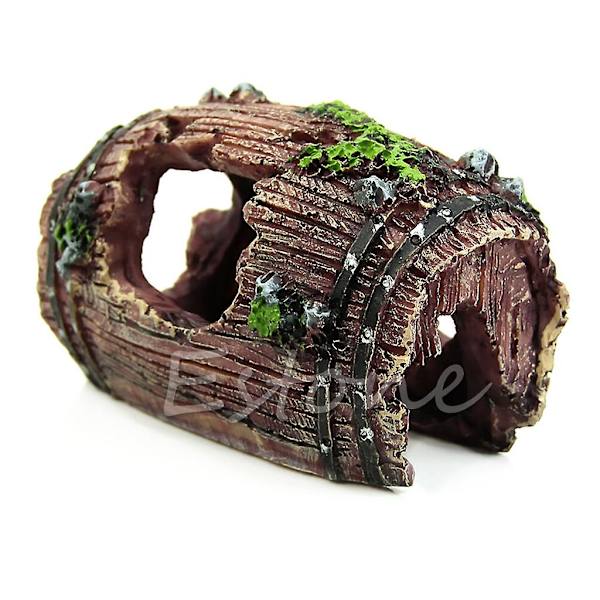 Akvariumdekorasjon Resin Broken Barrel Fish For Tank Ornament Vivid Details Hid