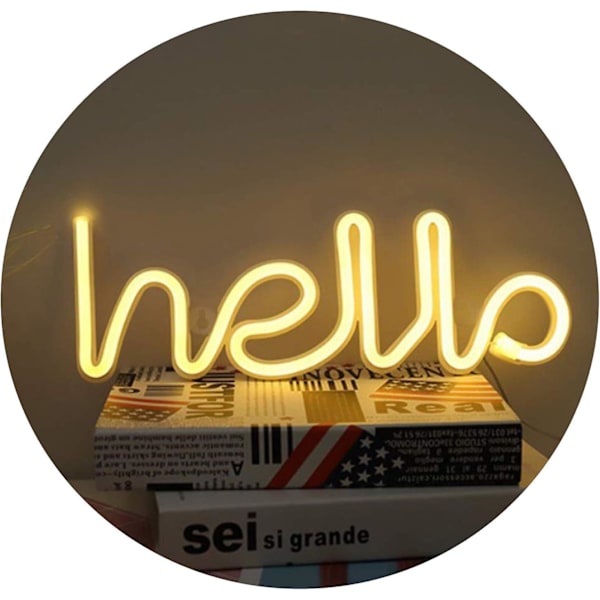 Led Hello Form Neon Bokstavsskylt Neon Bokstäver Ljus Dekorativ Konstljus Väggdekor För Babyrum Jul Bröllopsfest Tillbehör Varm Whi