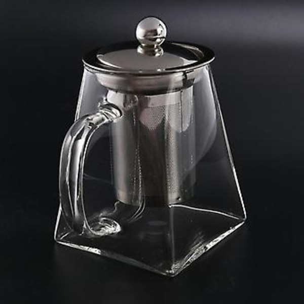Firkantet tekande i glas med si, 550 ml borosilikat tekande med ser, klare tekander til blade Fo