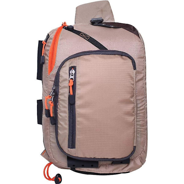 Fiske Slungväska Bröst Axel Ryggsäck Crossbody Väska Lätt (khaki)