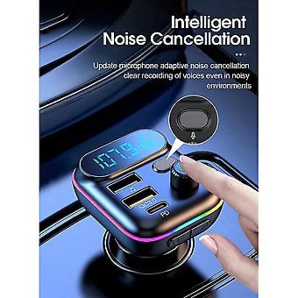 Bluetooth-sovitin autoon FM-lähetin autoadapteri Type-c Pd+qc3.0 Nopea USB-laturi, Hands Free C