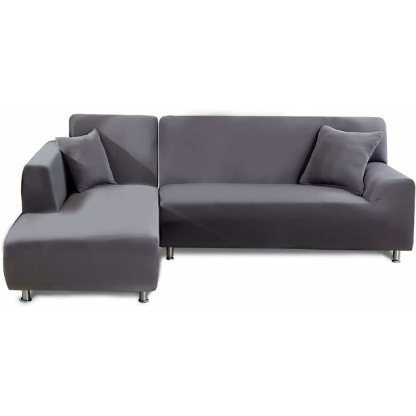 Joustava kulmasohvan cover, sohvan cover universal L-muotoinen cover (3 istuttava + 2 istuttava, harmaa) HIASDFLS