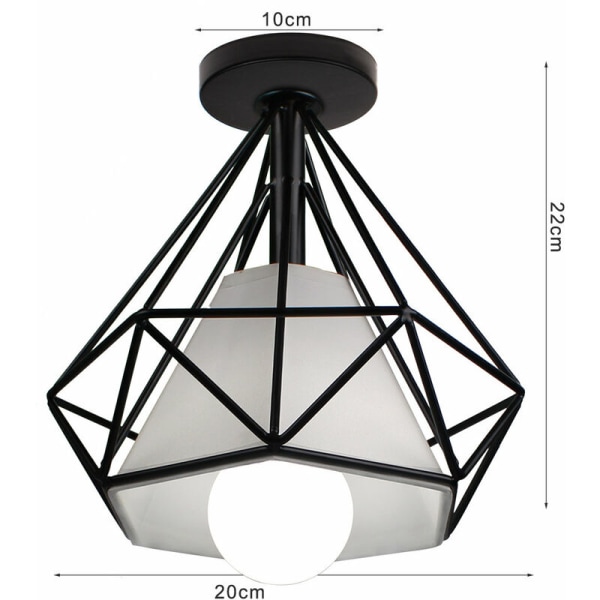 Retro taklampe Svart metall pendellampe for gang soverom kjøkken stue 2 pakker