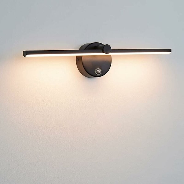 Dæmpbar LED-spejlys med afbryder, 300° drejelig badeværelsesvæglampe LED 5W 4000K badeværelsesspejlampe til toiletbord vask, 41cm, sort