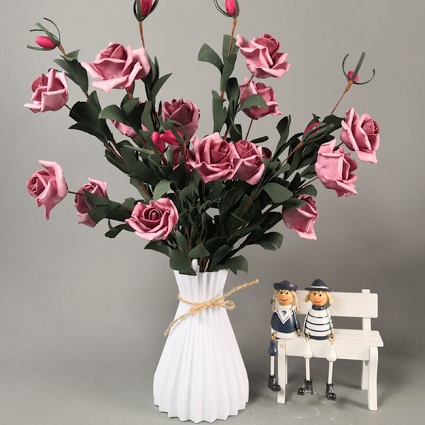Plastvaser Europeisk Aimation-Keramisk Blomster Vase Bryllup Hjemmedekorasjoner Uknuselig Enkelhet Rotting, Hvit