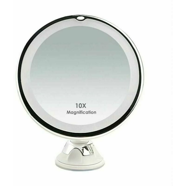 10x Magnifying Mirror with LED Lighting for Travel, Featuring a Suction Cup for Wall Mounting and 360° Rotation, Ideal for Shaving and Makeup.