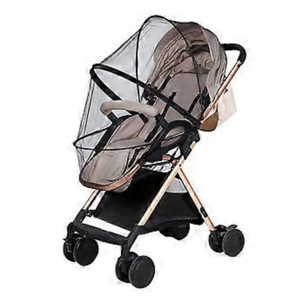 Baby Klapvogn Myggenet Universal Lynlås Foldbart Klapvognsnet Stort Myggenet Sort Kant Sort Net