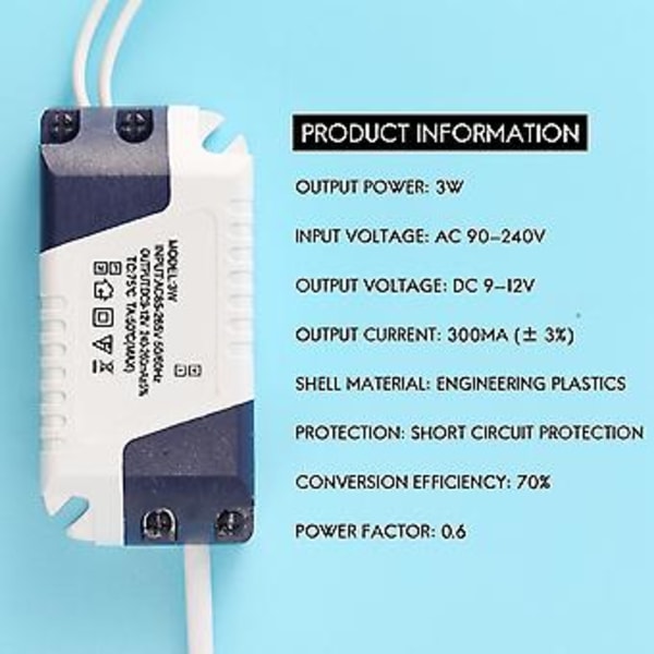 AC 90-240V til 9-12V 3W Konstant Strøm LED Strip Driver Transformer