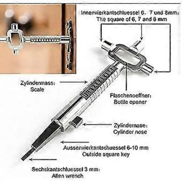 Multifunktionell Fyrkantsnyckel, Korsnyckel, Universell Konstruktionsnyckel, Nyckel Med Skala, Universell Nyckel För Elskåp, Kan Användas Till