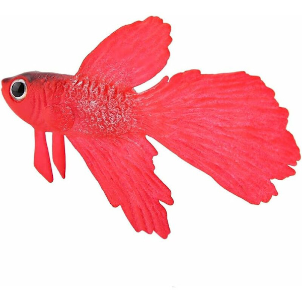 Akvarie Plast Swimbait Fisk, SiliCone Lille Fisk Realistisk og Falsk Akvarie Dekoration (Rød Betta)-Fei Yu