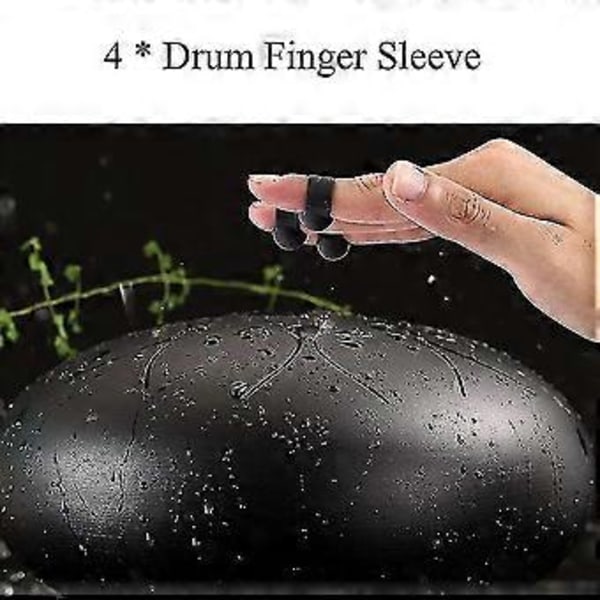 8 st Fingerplektrum för Stål Tongue Drum, Fingerhylsor Handpan med 4 st Ethereal Drum Trumstockar Kit Pe