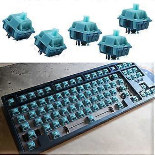 5 stk. Poseidon Switch 5-pins lineære brytere for mekanisk tastatur, fabrikksmurt, 58g, tretrinns gullbelagt fjær