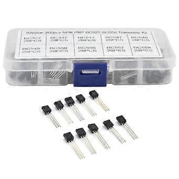 200 stk. 10 Verdier BC327BC558 Transistorer Sortimentssett Effekt Generelle Transistorer