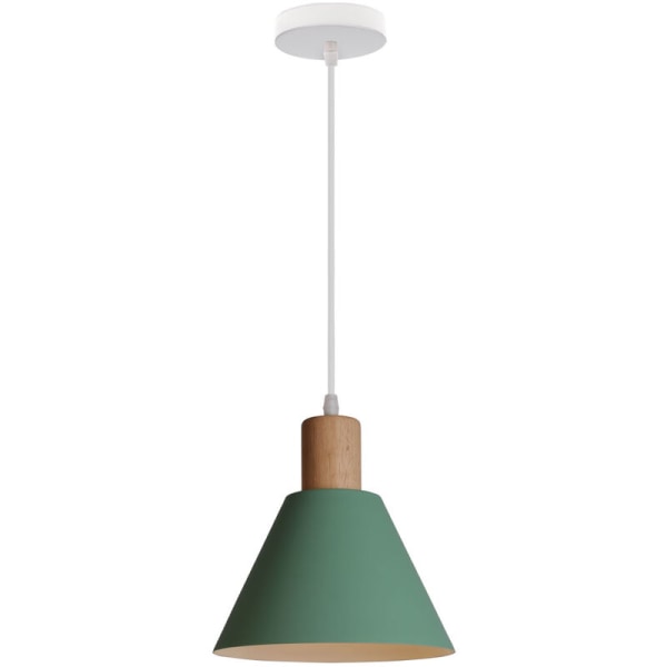 Modern enkel taklampa justerbar hängande lampa trä metall ljuskrona grön