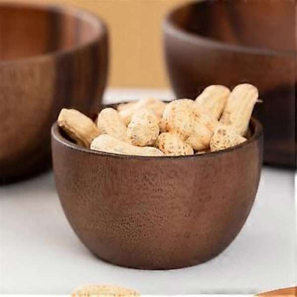 Rund salatskål i træ Dessertdisplays Serveringsbakker Frugt Mad Salater Snack Suppeskål til hjemmet Kaffebar C