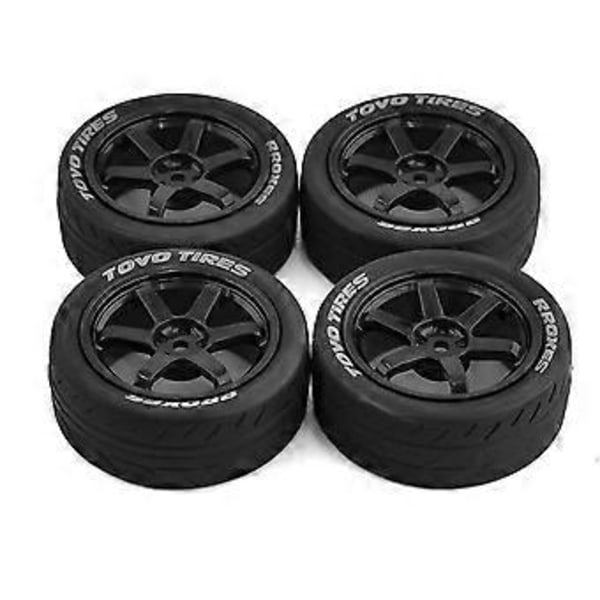 4 kpl 68mm 1/10 RC kilpa-auton renkaat maantielle Touring Drift -auton rengaspyörä TT01 TT02 XV01:lle, valkoinen