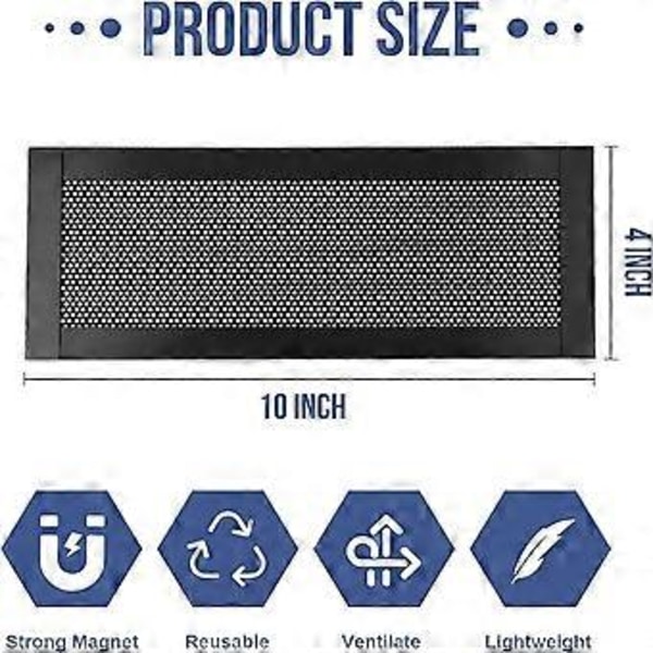 4 st Magnetiska Golvventilationsskydd 4x10 Tum Luftventilationsnät PVC för Vägg Tak Golv Fångar Upp Skräp