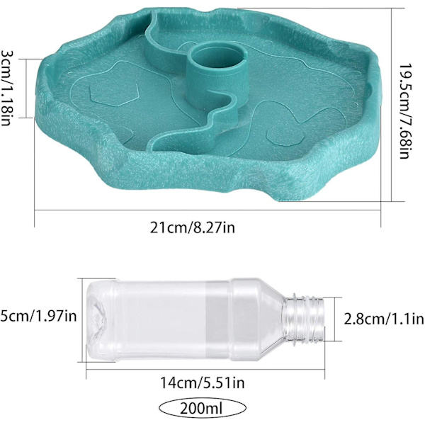 Reptil Vatten Dispenser, 2 i 1 Anti-Överflöde Skål Mat Dispenser, Plast Skål För Sköldpadda Gecko - Blå