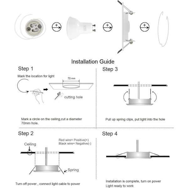10x Moderna Gu10 Downlights för Tak. Fyrkantig Matt Vit Metallram