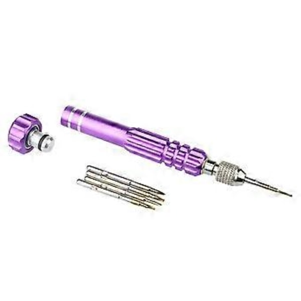 Lila 5 i 1 Precisions Torx Skruvmejsel Mobiltelefon Klockreparation Blandad Set Precisionsskruv Telefon Klockreparationsverktygssats