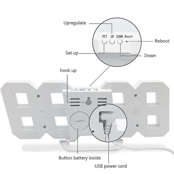 Suuri 3D LED-seinäkello