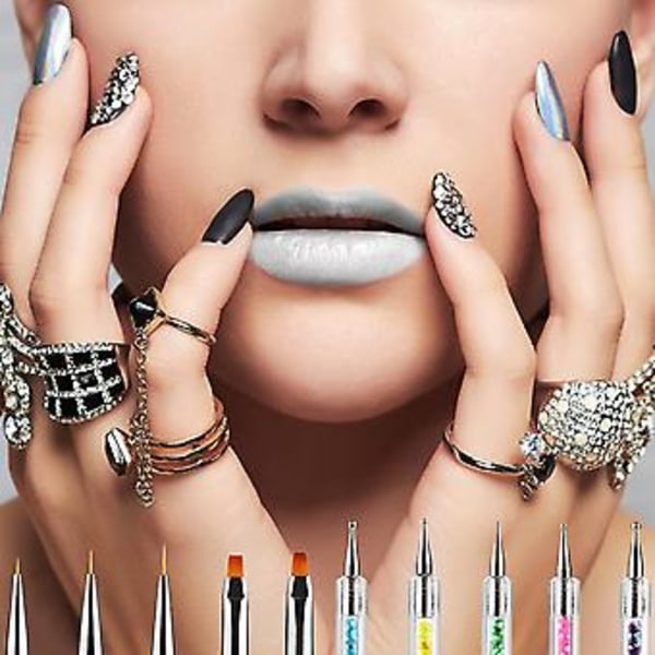 5 stk. Dobbeltsidet Neglekunst Pensler, Negle Dotting Pen Liner