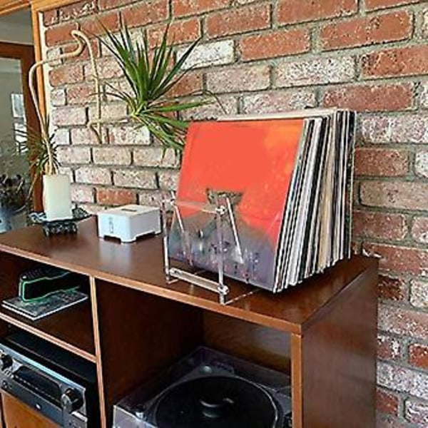 Klar Vinylpladeholder Stand til Skrivebordsalbumopbevaring, Pladehylde Display til Skrivebordsbillede