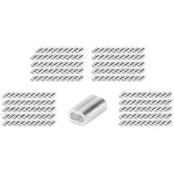 200 st 1/16 tums kabelhylsa set aluminiumlegering pressningsögla för vajer