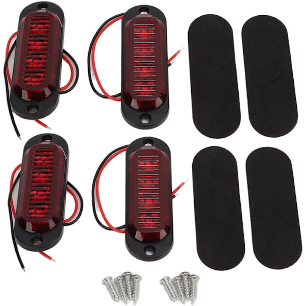 4pcs High Brightness Truck Side Lights 3000K IP65 Waterproof LED Easy Installation Emergency Flash for 12-24VRed Truck