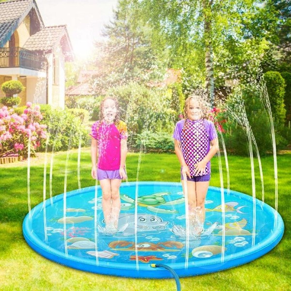 150 cm vandplaskemåtte, sprinkler vandlegemåtte, plaskemåtte, børns udendørs sommerhavevandlegetøj, til udendørs familieaktiviteter, fest, Bea