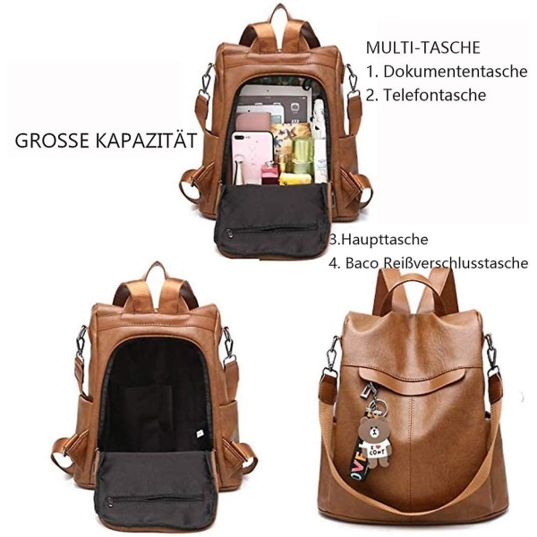 Shepretty Dam Rucksack Anti-stöld Axelväska Multifunktionell Skolväska, 0298pu, Gul