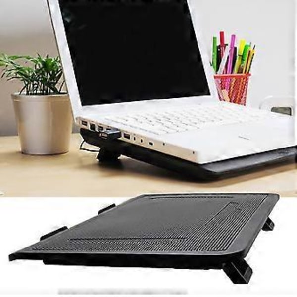 Laptop Kjølematte, Stativ Chill Mat med 1 Blå LED-vifte, Passer 12-14 Tommer