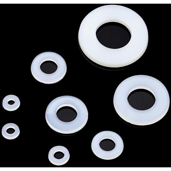 Nylon Vaskemaskine Plastafstandsstykke M2 M2.5 M3 M4 M5 M6 M8 M10 Flad Vaskemaskine Rund 520Stk