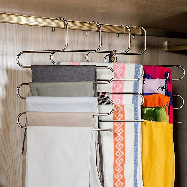 S-typ Klädhängare i Rostfritt Stål Byxor Hängare Förvaring För Byxor Jeans Scarf Hängande ( Set Om 3) (3-delar)