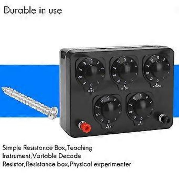 Svart Resistansbox Järn Variabel Dekadmotstånd Resistansbox 0-9999.9 Ohm 165x125x60mm Forphys