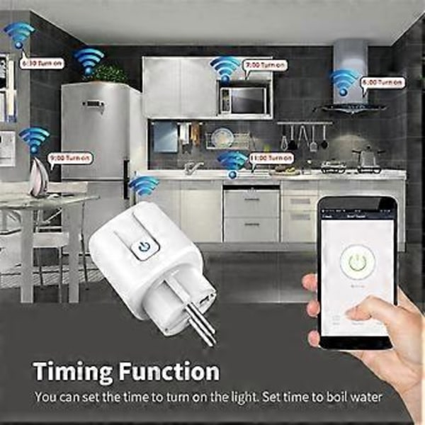 Tuya Smart Wifi Plugg EU 20A Smartkontakt med Strømovervåking Energisparing Tidsstyring Fjernkontroll Smart Life EU Plugg