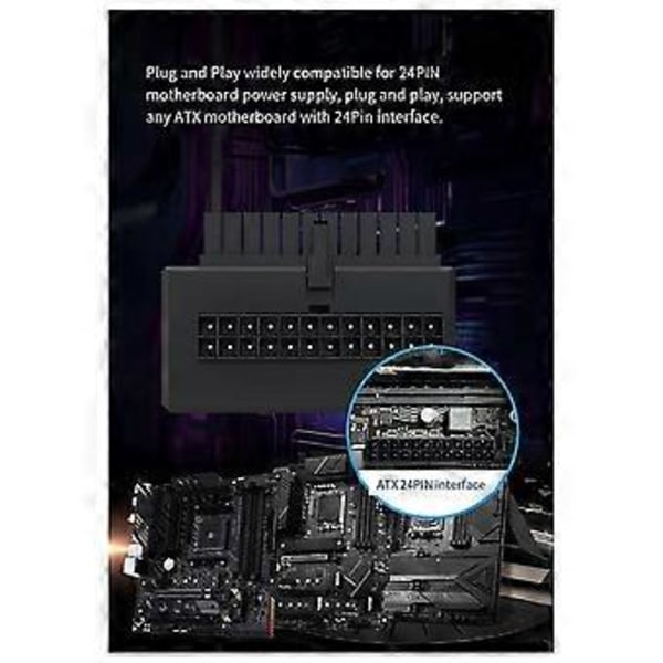 DIY Strømforsyning 90 Graders Bundkort 24pin Adapter ARGB Højre Vinkel Strømforsyning Styrestik Hvid