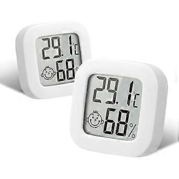 Indendørs Hygrometer Termometer, 2 stk. Mini Høj Præcision Digital Hygrometer Termometer, Temperaturmåler og Fugtighedsmåler Komfortniveauindikator