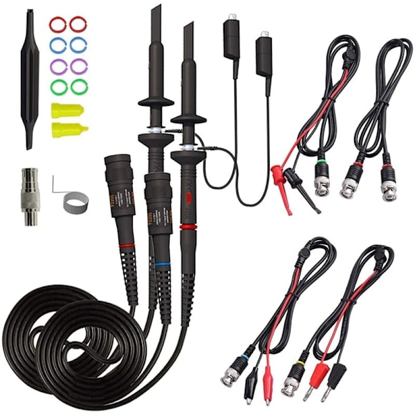 Universal Oscilloscope Probe with Accessory Kit, 200MHz Oscilloscope Clip Probes with BNC to Minigrabber Test Cable Kit