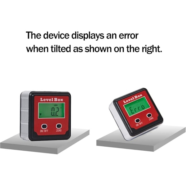 Magneettinen digitaalinen kulmamittari Bevel Box Vedenpitävä LCD-kallistusmittari sisäänrakennetuilla magneeteilla Punainen