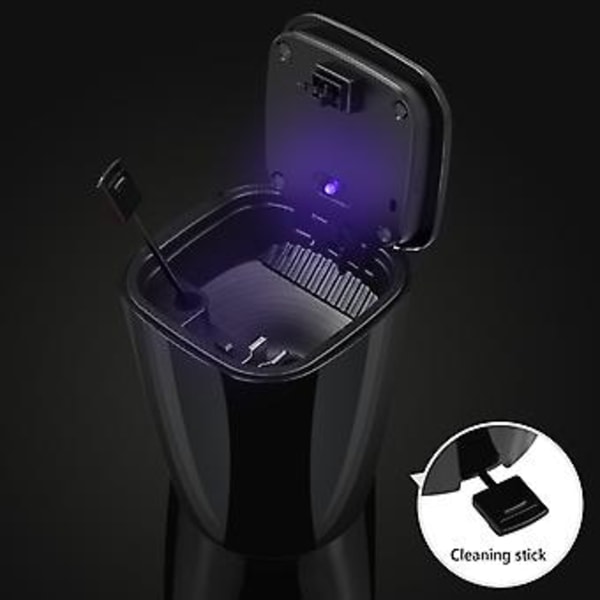 Bilaskkopp Portabel Luktsäker med Lock LED Blått Ljus Papperskorg