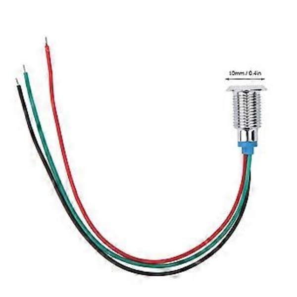 4 sæt Fortrådede Runde LED'er Mini Fælles Anode 2-Farvet Indikatorlys 10mm 110-220V (Rød og Grøn)