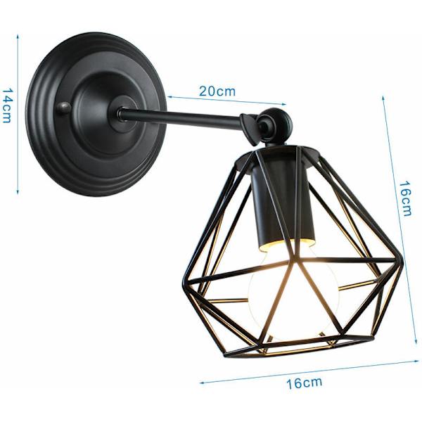 Retro vegglampe roterbar vegglampe svart metallbur vegglampe skygge for kjøkkenøy bar kafé