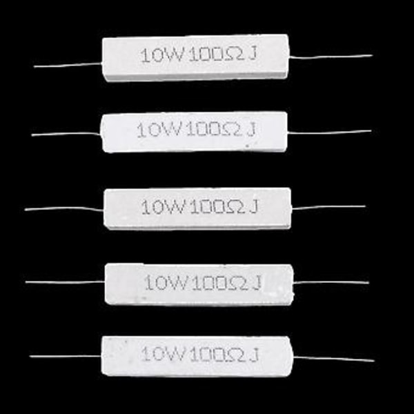 5 stk. 10w Watt 100 Ohm 5% Aksiale Trådviklede Cementmodstande