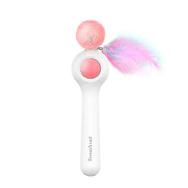 Elektrisk katt leksak teaser fjäder leksaker med kattmynta katt interaktiv leksak pinne fjäder trollstav(rosa)