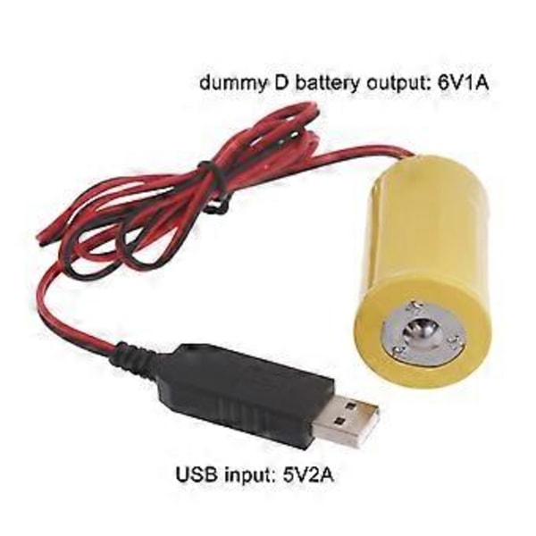 LR20 D Batterieliminator USB Strömkabel Sladd 6V D Batterielimineringslinje