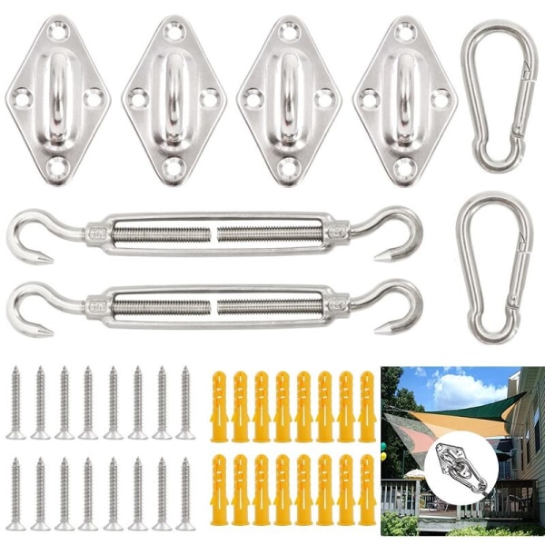 Shade Sail Fixing Kit,40Pcs Shade Sail Fixing Fixing Kit,304 Stainless Steel Hardware Fixing Accessories Kit,Garden Sail Fixing Kit for Yard