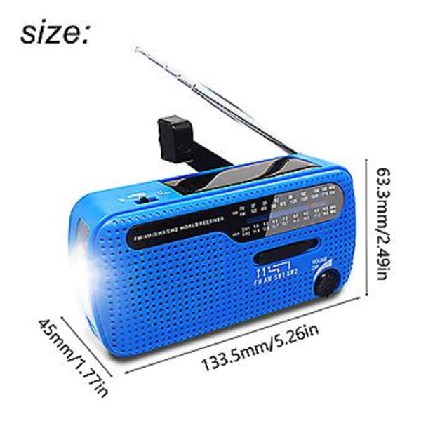 Multifunktionell Handvevad Solcellsdriven FM AM SW1 SW2 Radio 1200mAh Batteri