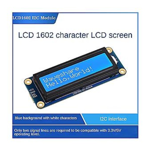 Lcd1602 I2c Lcd Skærm Aip31068 32-tegns Lcd Skærm Kompatibel Med 3.3v/5v Til Rasp/pi P
